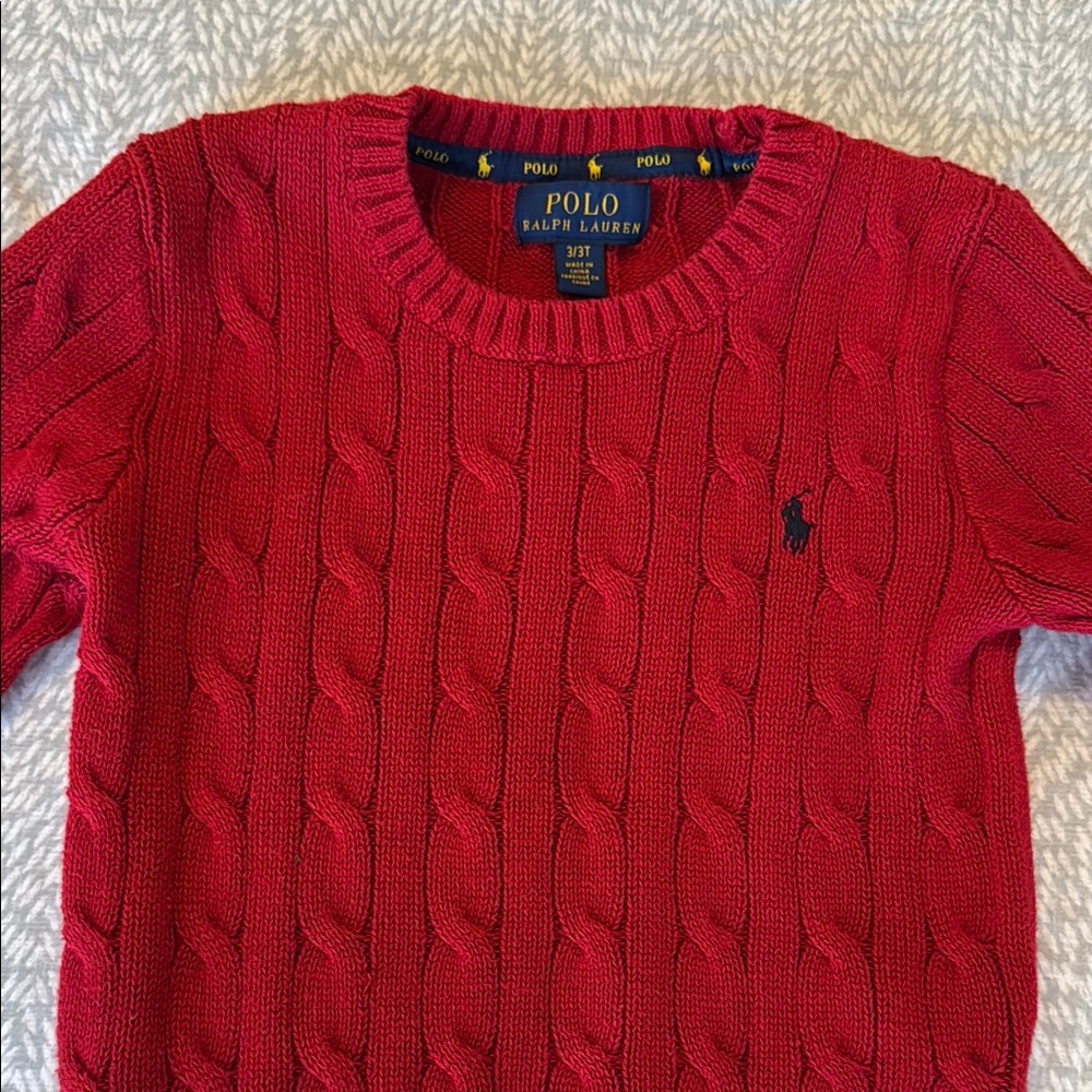 Polo by Ralph Lauren Toddler Red Cable Knit Sweater